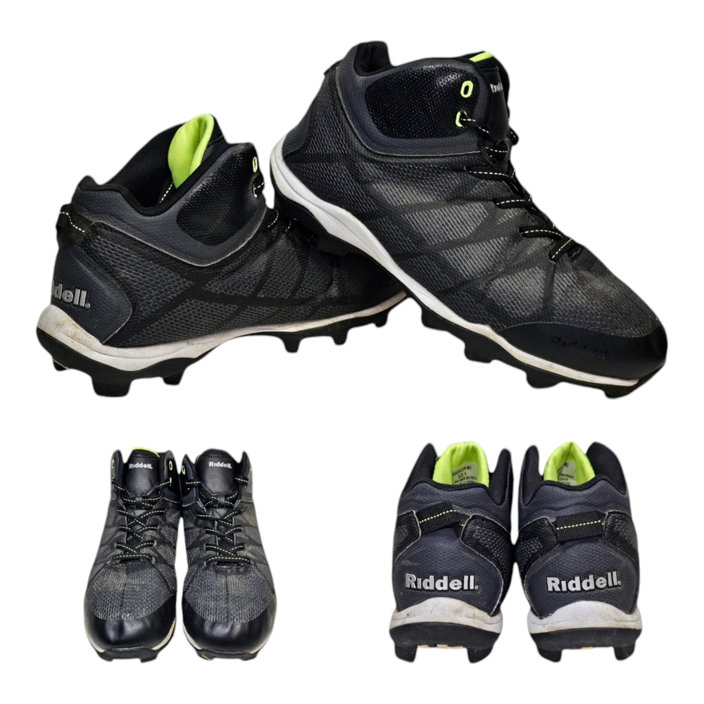 Riddell Mid Generator Laced Football Rubber Cleats Black‎ Mens Size 6